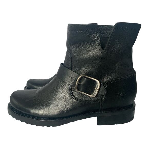 NEW FRYE Veronica BLACK Leather MOTO Ankle Boots sz 7.5 $298 - Picture 1 of 8